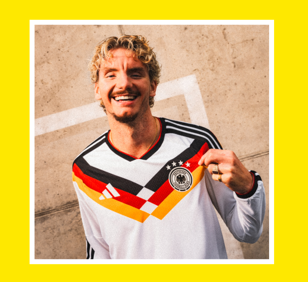 Visual composition featuring the Germany FIFA World Cup 26™ Home Kit
